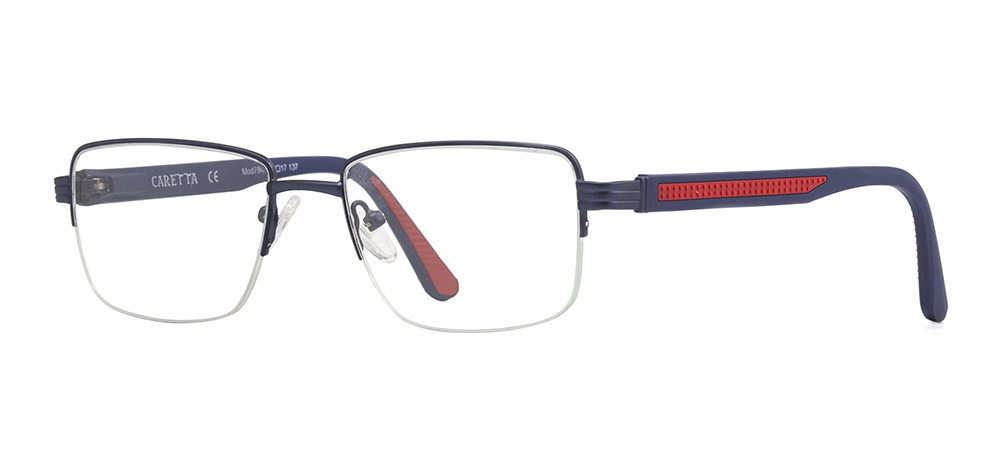 CARETTA Eyeglasses Teenage,Adult Man Rectangular Half Framed Metal Unfiltered CRTTA 7840-C.M118